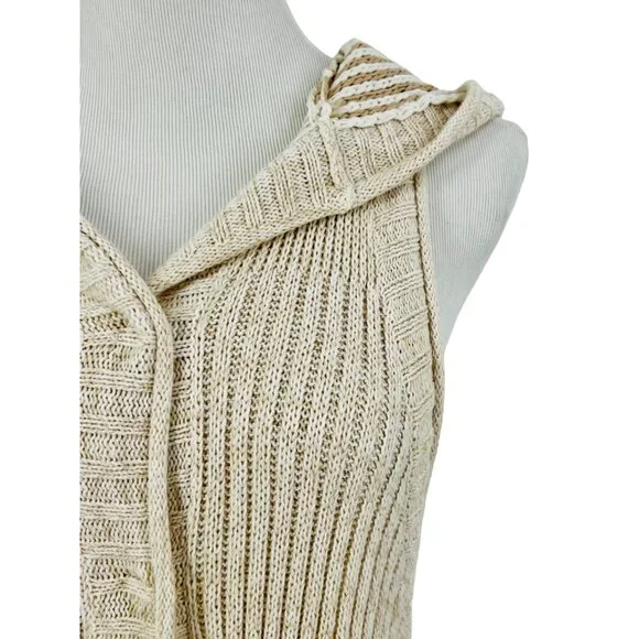 RARE Free People Boho Sleeveless Hooded Textured Knit Cardigan | Coastal Grandma - Picture 2 of 11